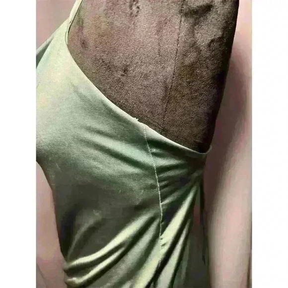 Zara Satin Cowl Neck Slip Dress Sage Green Long Sleeveless Size S - Picture 5 of 12